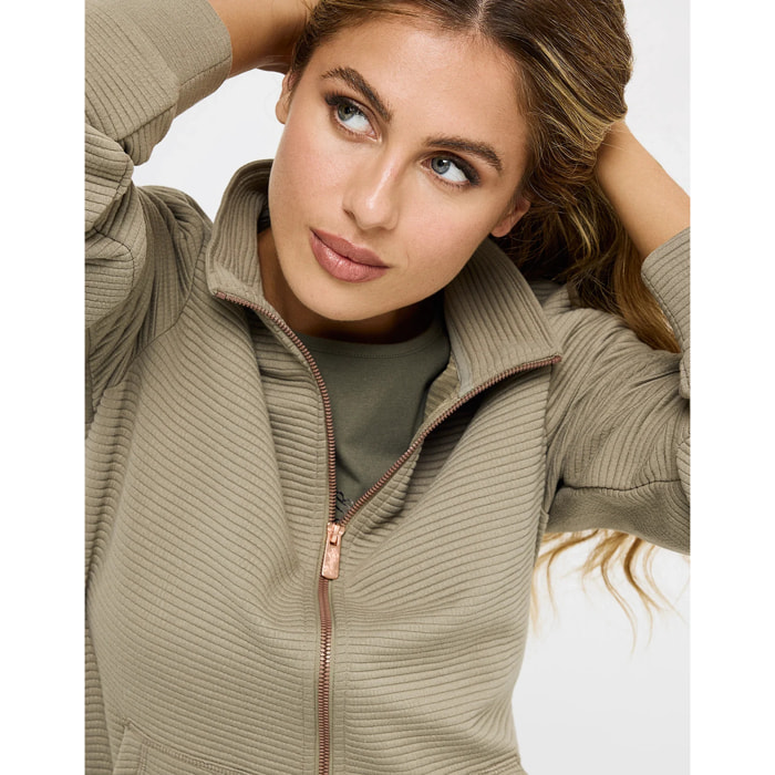 Chaqueta Cremallera Caqui - Tigia
