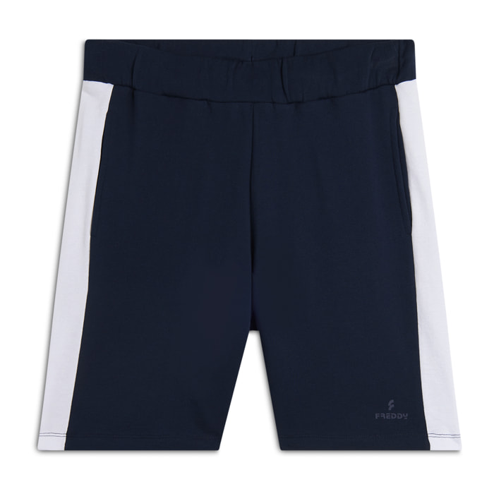 Pantaloni corti in French Terry con Dettagli a Contrasto