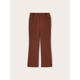 Motivi - Pantaloni kick flare in cotone tecnico - Marrone
