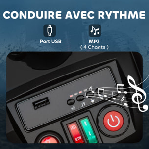 Quad électrique enfant 24V max. 6,5Km/h port USB, MP3 effets lumineux noir