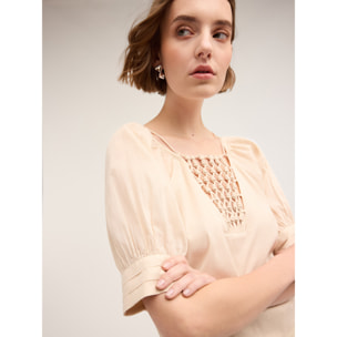 Motivi - Blusa étnica bordada - Beige