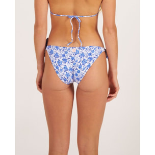 Braga de bikini clásica con lazos y estampado de flores