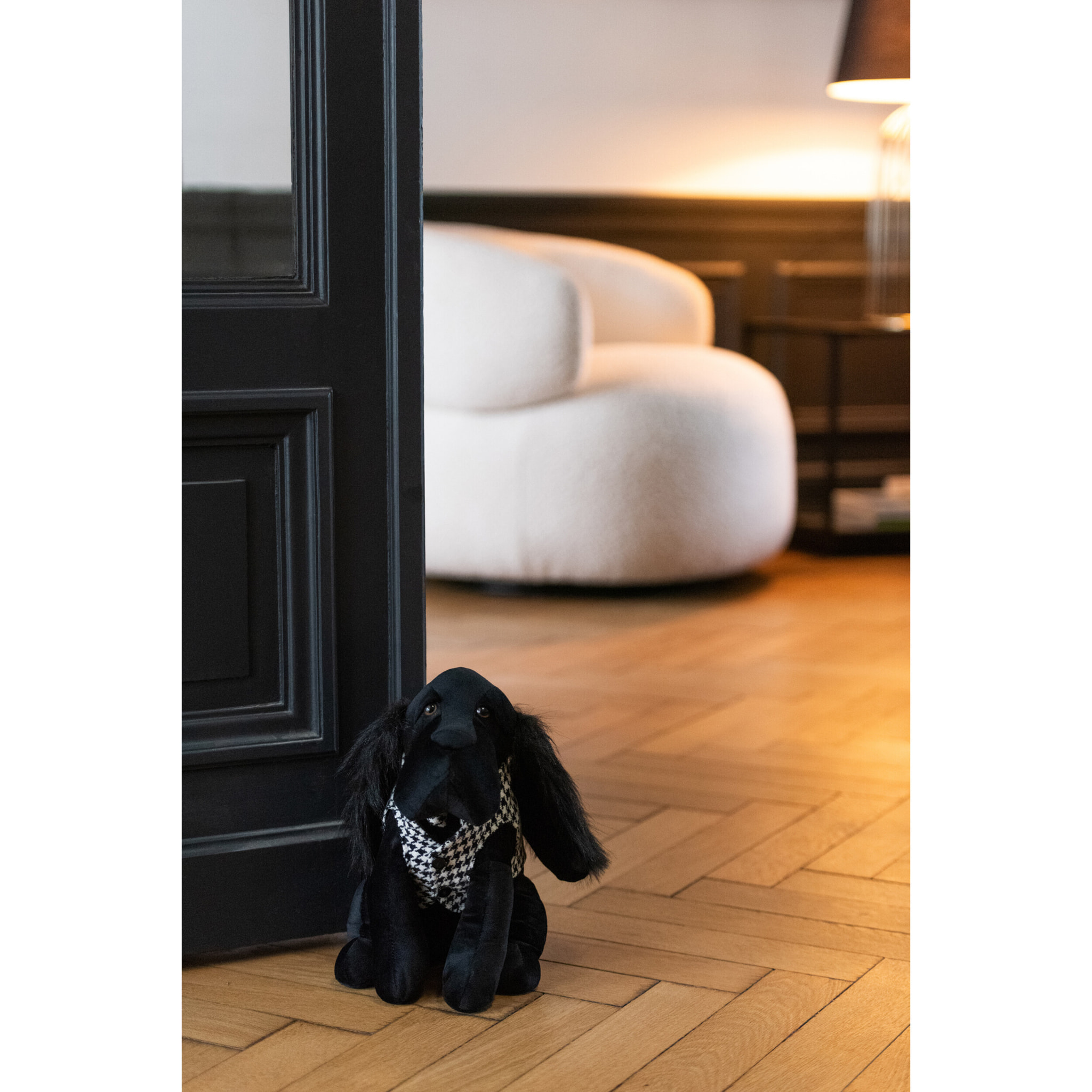 J-Line cale-porte Chien Pied-De-Poule - polyester - noir/blanc