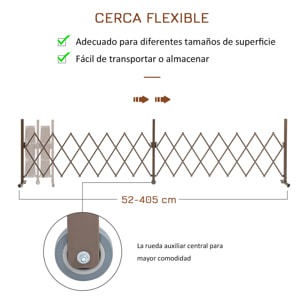 Valla de Jardín Exterior de Aleación de Aluminio Valla Metálica Extensible con Rueda para Decoración Terraza Patio 405x31x103,5 cm Café Oscuro