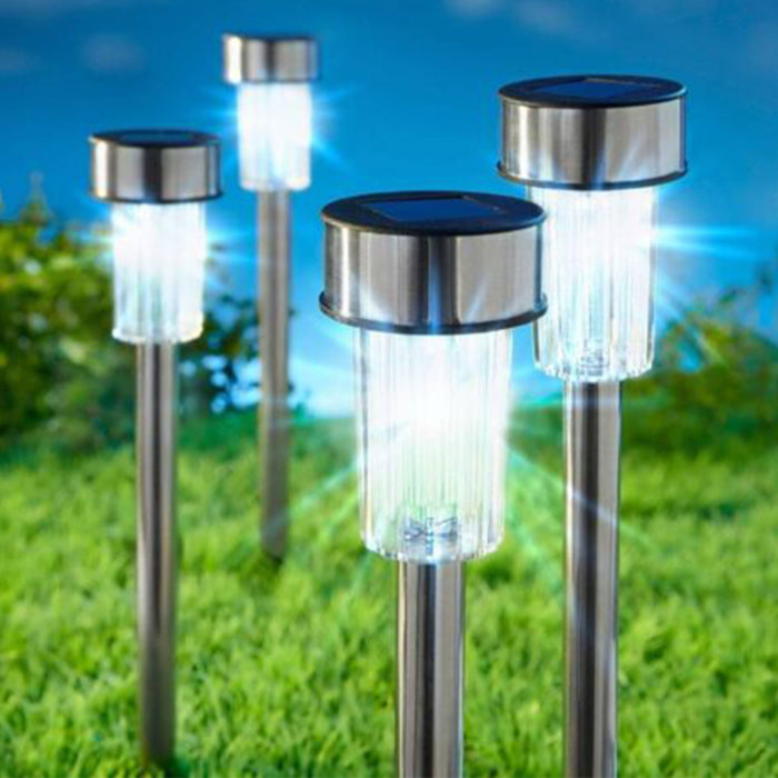 Well Home Juego de 5 luces solares Ø4,6cm en acero inoxidable