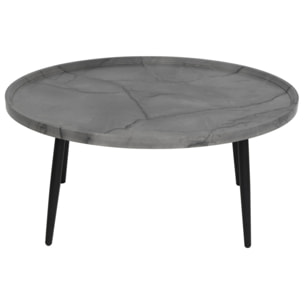 Helsinki - table basse - effet marbre - 80 cm - Gris