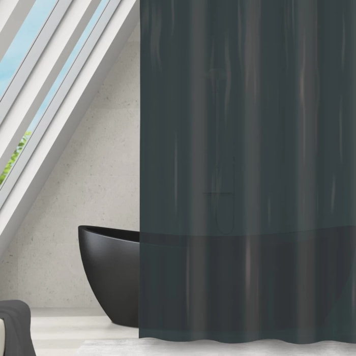Rideau de douche PEVA ROMANA Noir transparent MSV