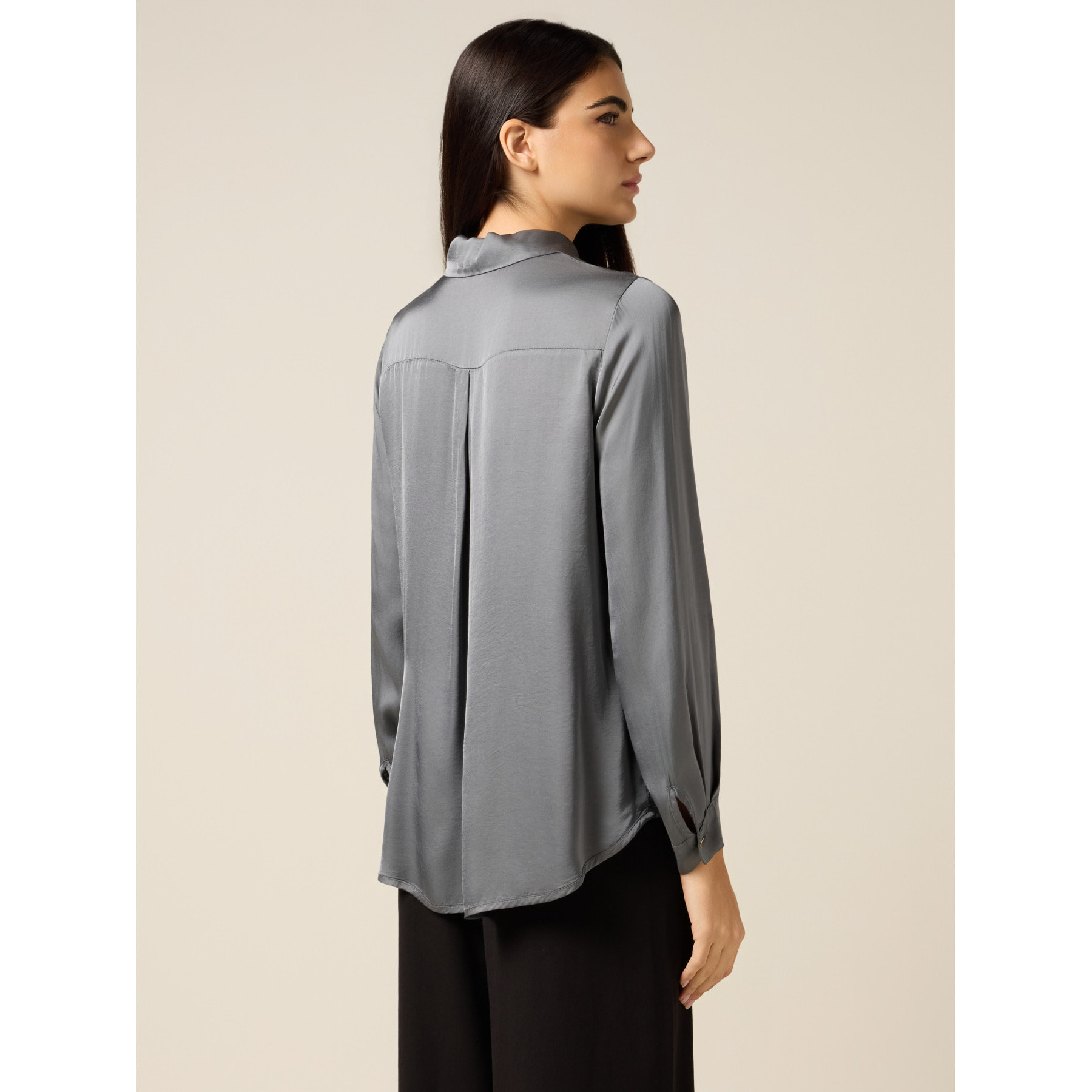 Oltre - Camisa de satén de viscosa - Gris