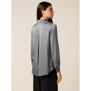 Oltre - Camisa de satén de viscosa - Gris