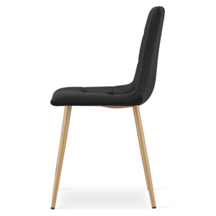 Sedia Kara in velluto nero con gambe effetto legno