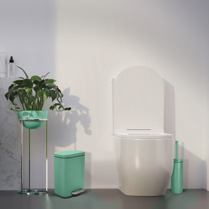 Set Poubelle à  pédale 5L & Brosse Wc AKIRA Vert mat Spirella
