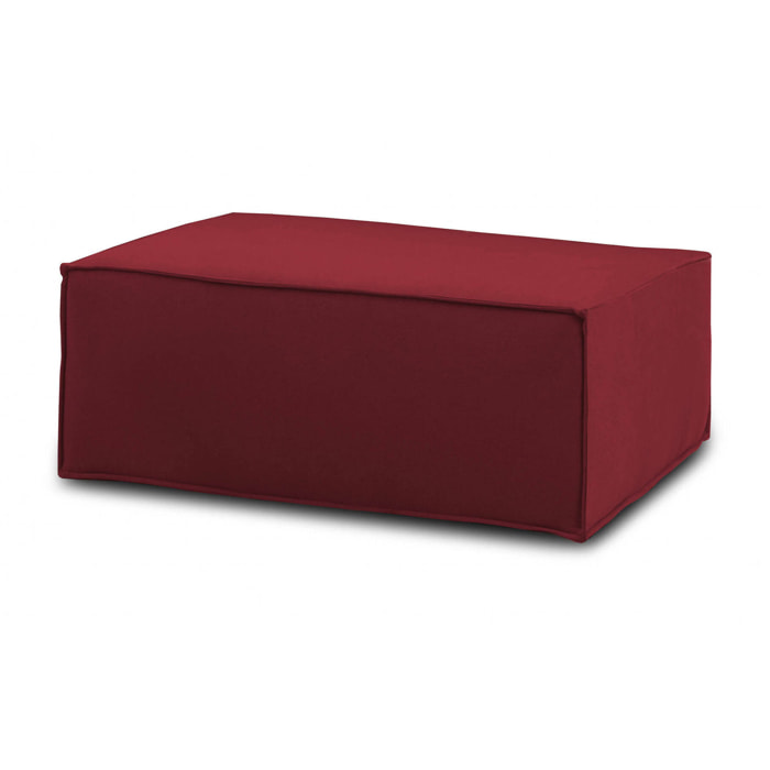 Pouf Antonella, Pouf da salotto, 100% Made in Italy, Poltroncina relax in tessuto imbottito, Cm 100x70h43, Rosso