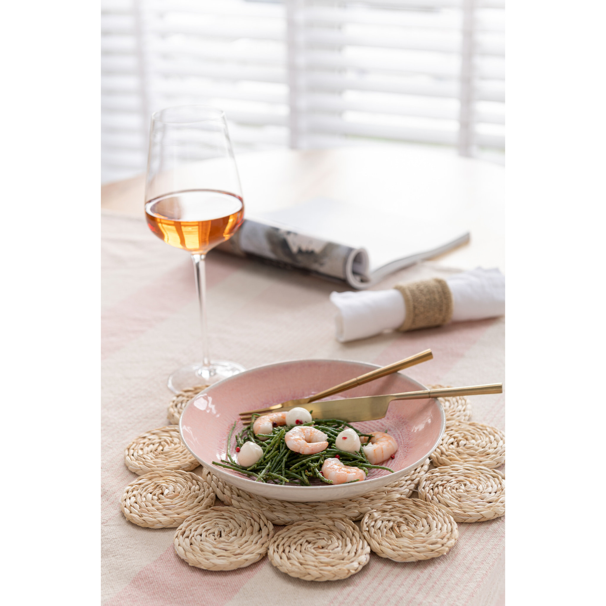 J-Line assiette profonde Lara - porcelaine - rose clair - 4 pcs
