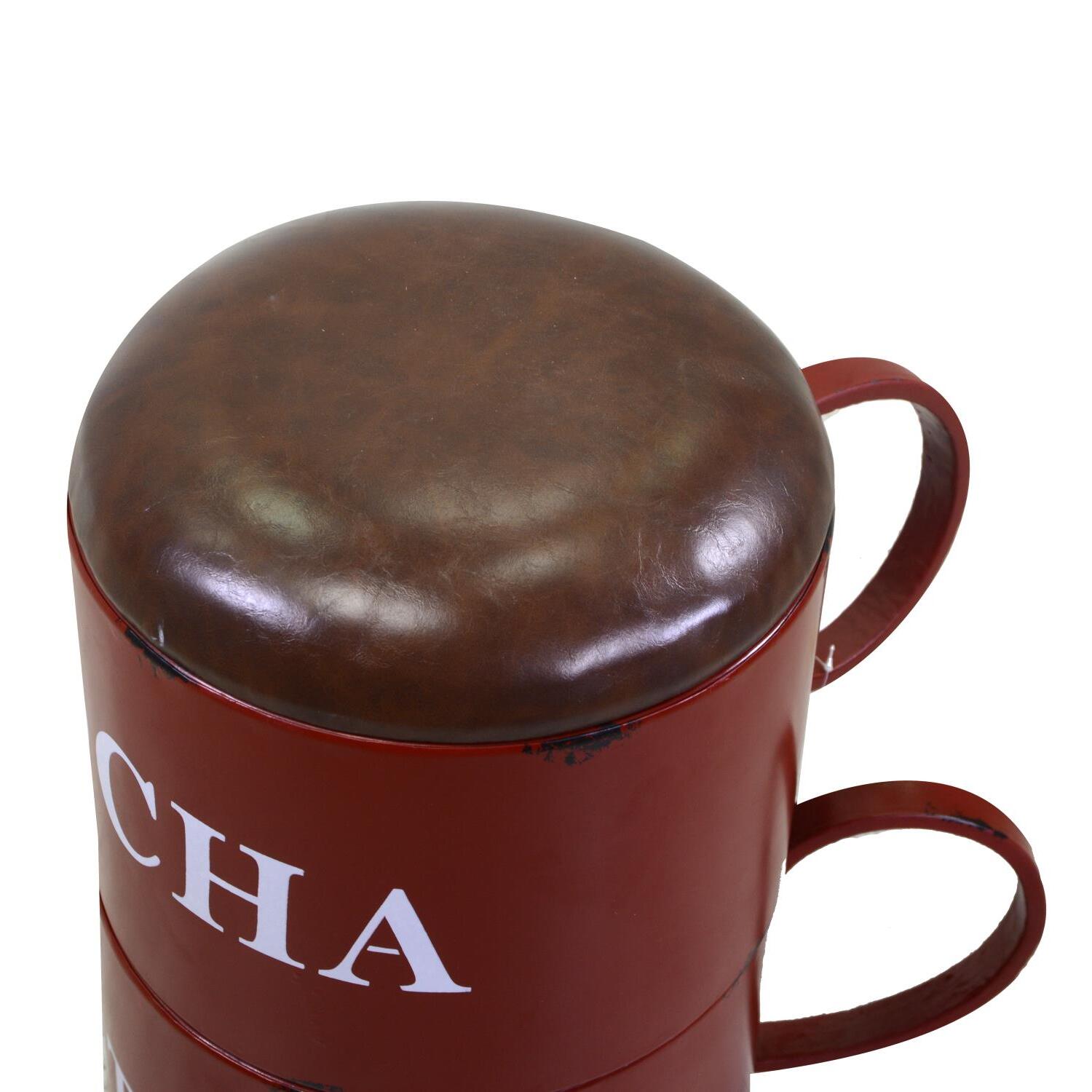 Puff in metallo a forma di tazzine rosso tondo cm44x30h50