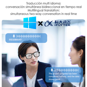 Gafas inteligentes AIMB-G2. Con cámara de 8 MPX, traductor Ai en tiempo real, asistente de voz, control de música y llamadas. Con 3 tipos de lentes.