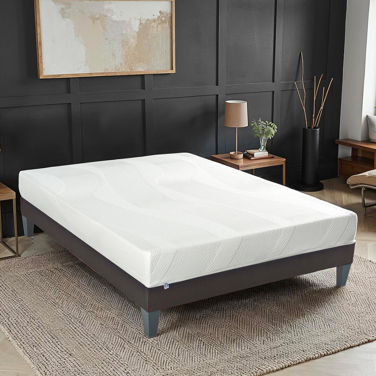 Ensemble Matelas Paris & Sommier KIT15, 24 cm, Mémoire de Forme, technologie Tri-Lattes, Soutien Ferme