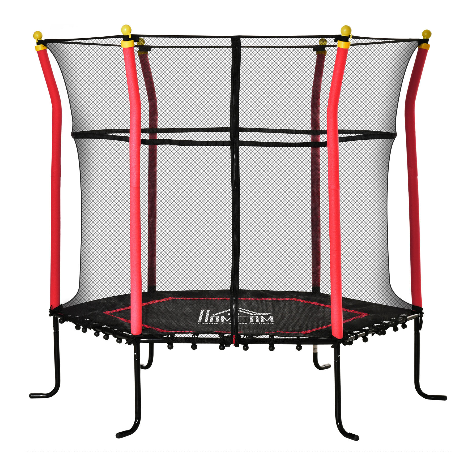 Cama Elástica Infantil de Jardín Trampolín para Niños de +3 Años con Superficie de Salto Ø120 cm Red de Seguridad Acero para Interior Exterior Ø160x163,5 cm Negro y Rojo