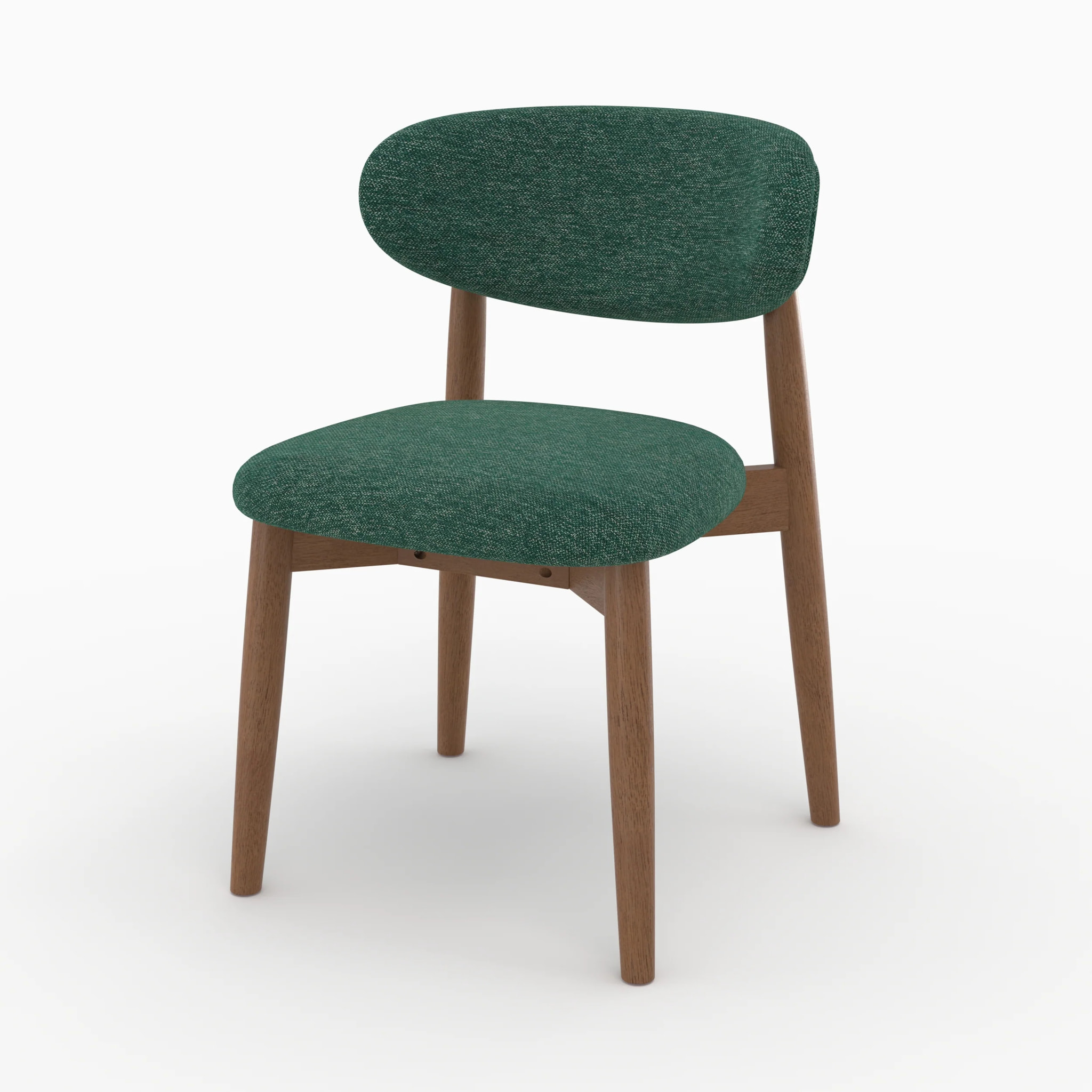 Lot de 2 chaises en tissu vert sapin et bois d'hévéa foncé - Yuna