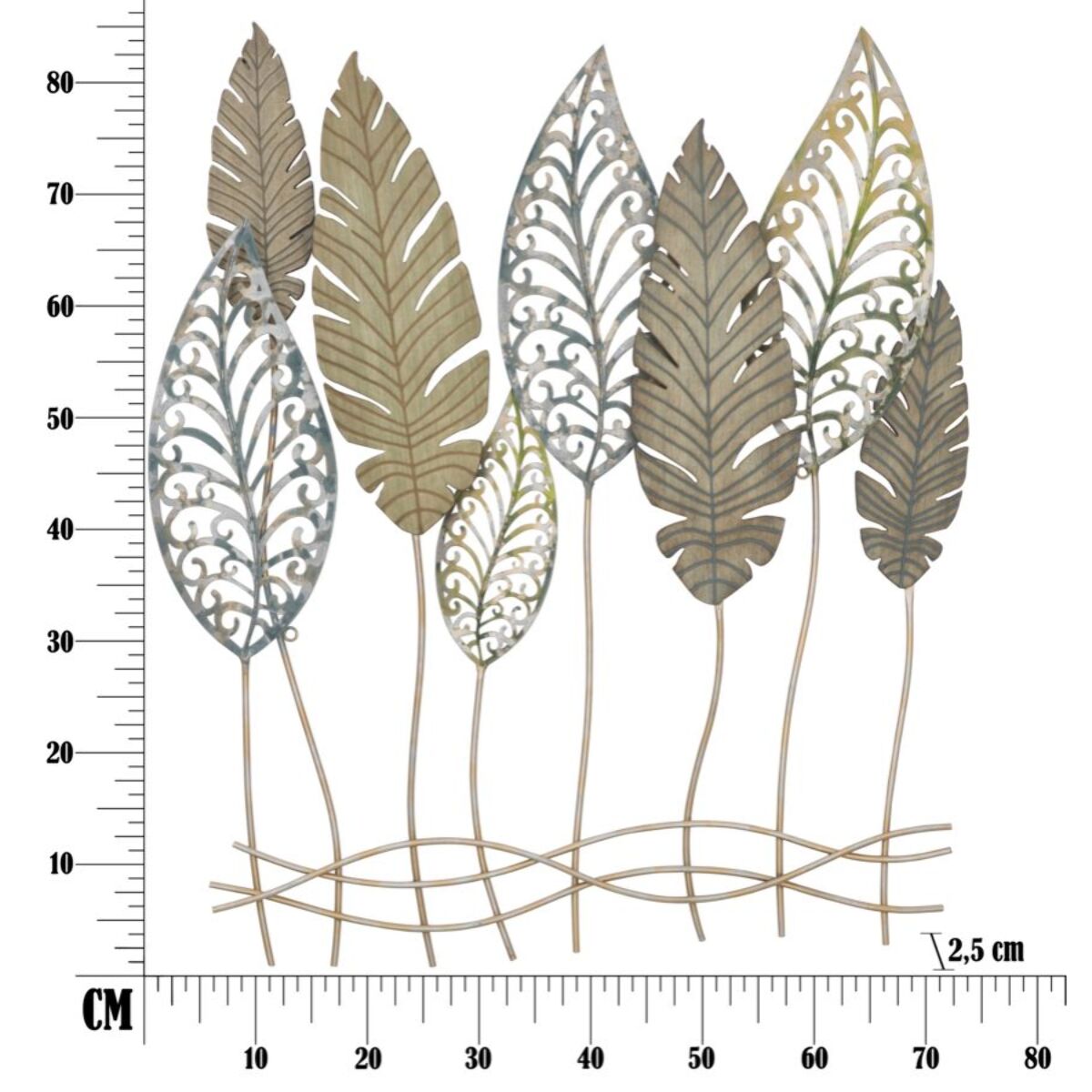 PANNELLO IN FERRO E LEGNO FOGLIE -C- CM 75X2,5X87