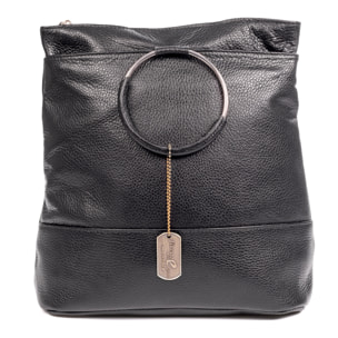 Arzago bolso mochila de piel auténtica Dollaro, con asa de diseño exclusivo anillo metal.