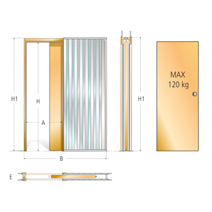 Châssis porte galandage Placo FIBROTUBI - 1200 mm - Cloison finie 100 mm - 93020027