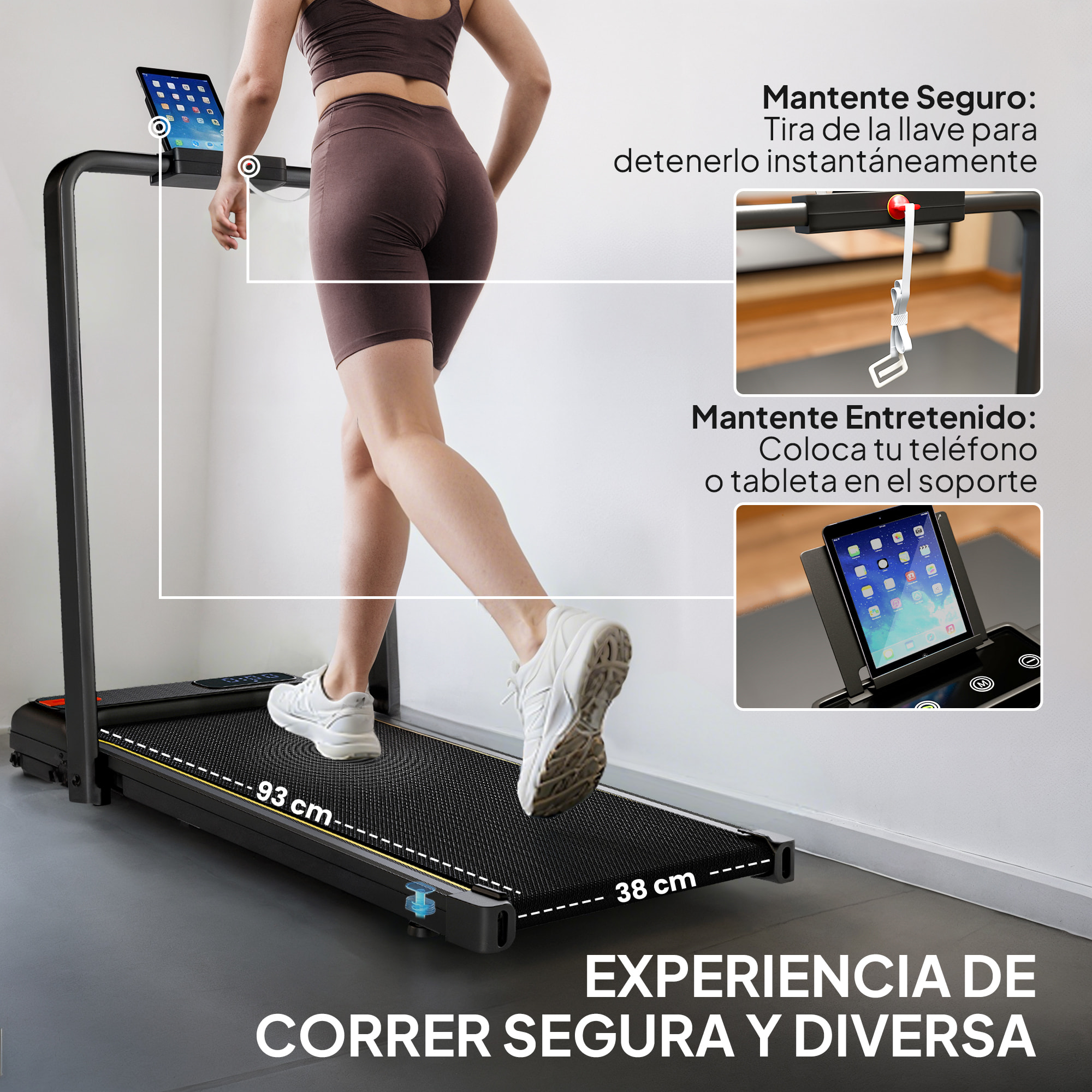 Cinta de Correr Plegable 7% Inclinación, Andar Caminadora Eléctrica para Casa 2 en 1 Debajo del Escritorio con 2.0HP, 6 km/h, Pantalla LED, Control Remoto, para Gimnasio y Oficina