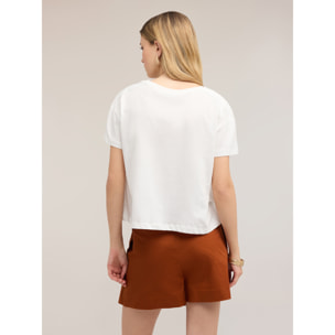 Motivi - T-shirt in jersey con ricami - Bianco