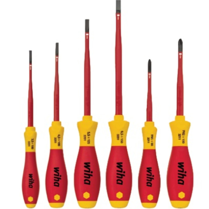 Jeu de 6 tournevis Softfinish Slimfix électricien Fente Phillips - WIHA - 35389