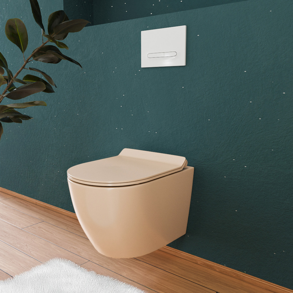PixL WC suspendu en céramique Vortex , fixations invisibles + abattant Soft-Close, Moka mat (CEPX010RTORPMOM)