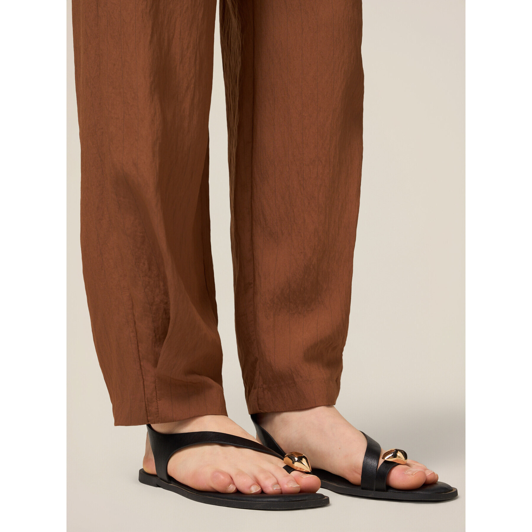 Oltre - Pantalones palazzo de tejido fluido - Marrón
