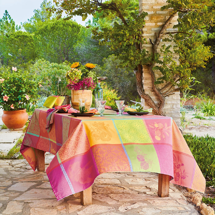 Nappe pur coton motif jacquard multicolore Mille tutti frutti smoothie