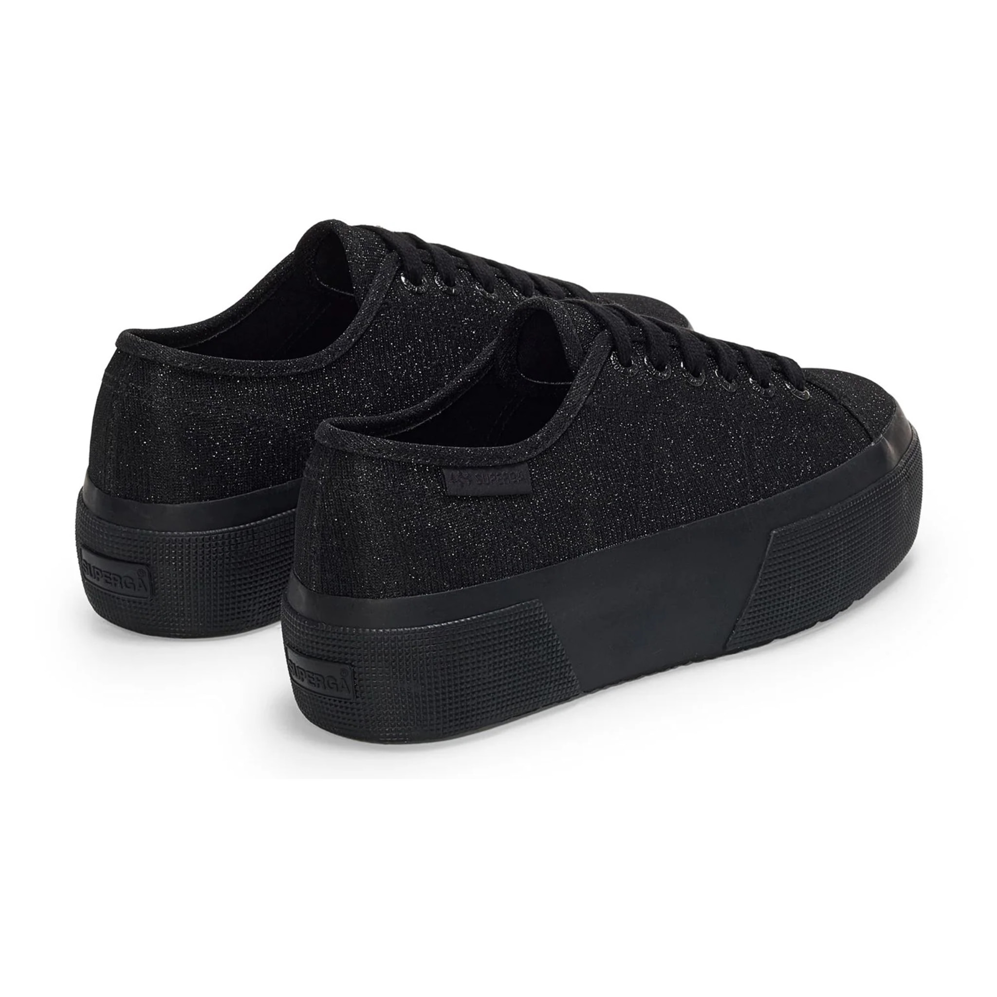 Scarpe da donna Superga Nero 3790 Platform Jersey Lame Leggera