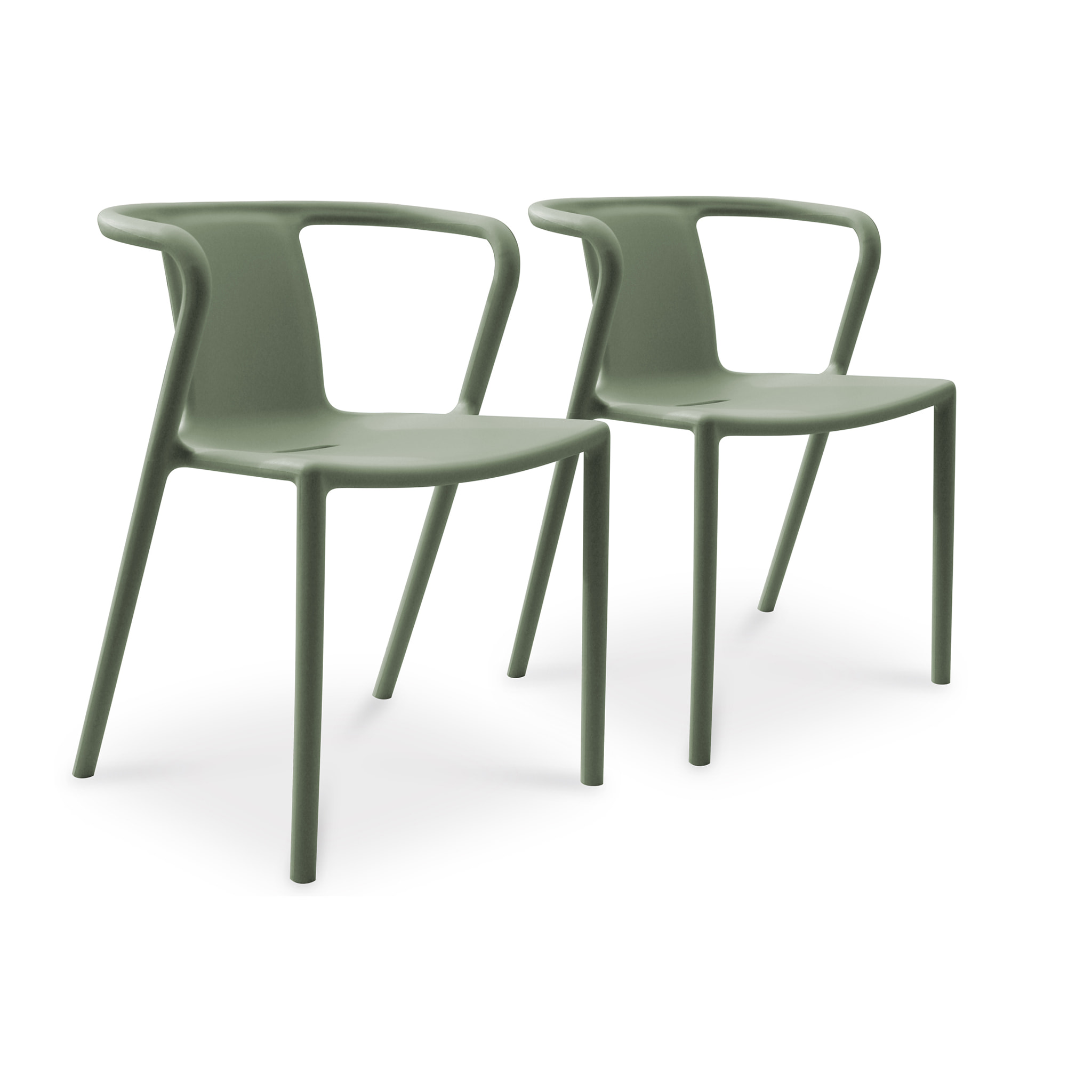 DIEGO - Lot de 2 fauteuils de jardin empilables en Polypropylène vert olive