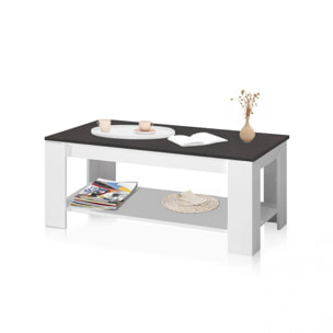 Mesa de centro elevable con almacenaje en blanco mate y óxido 102x43-54 cm Lya Blanco Artik (Blanco Mate) - Óxido