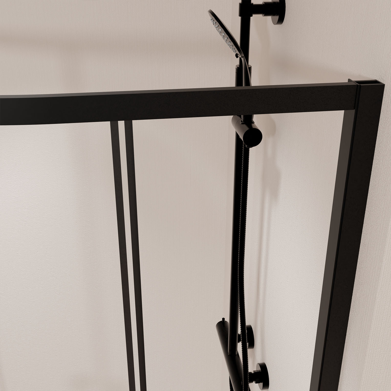 Ensemble portes de douche coulissantes quart de cercle Noir 90x90x185cm - BLACK SLIDE 90