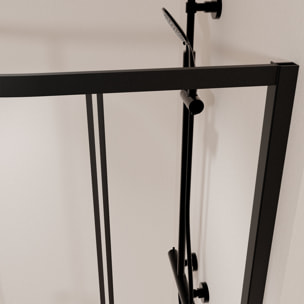 Ensemble portes de douche coulissantes quart de cercle Noir 90x90x185cm - BLACK SLIDE 90
