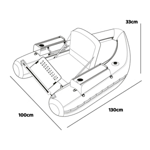 Trawler - Belly boat Barca da pesca gonfiabile in poliestere con doppia camera d'aria, 110 cm