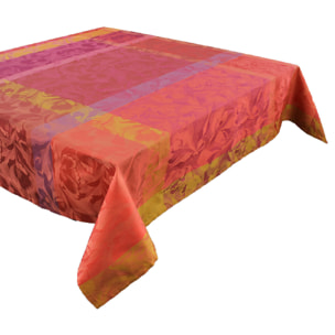 Nappe pur coton motif jacquard rouge Mille folk cranberry