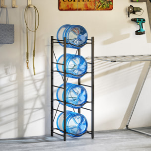 Soporte para Garrafones de Agua de 4 Niveles Estante de Almacenamiento para Botellas de Agua con Estructura de Metal Reforzada para Cocina Comedor Sala de Estar Negro