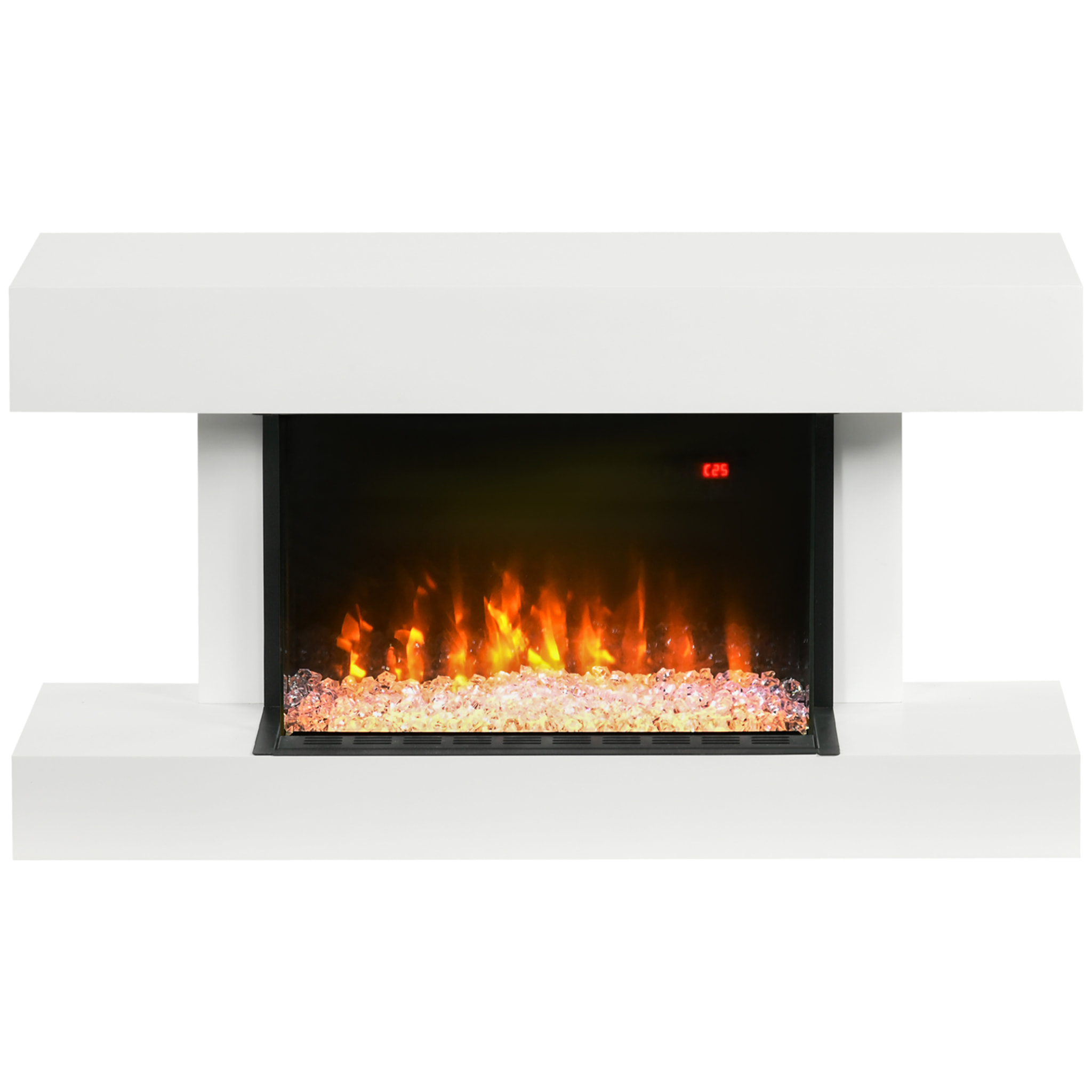 Chimenea Eléctrica 1000W/2000W Calentador de Chimenea Pared con Temperatura Ajustable Bajo Consumo Silencioso Temporizador y Control Remoto para Sala 15-25 m² 98x27x54,5 cm Blanco