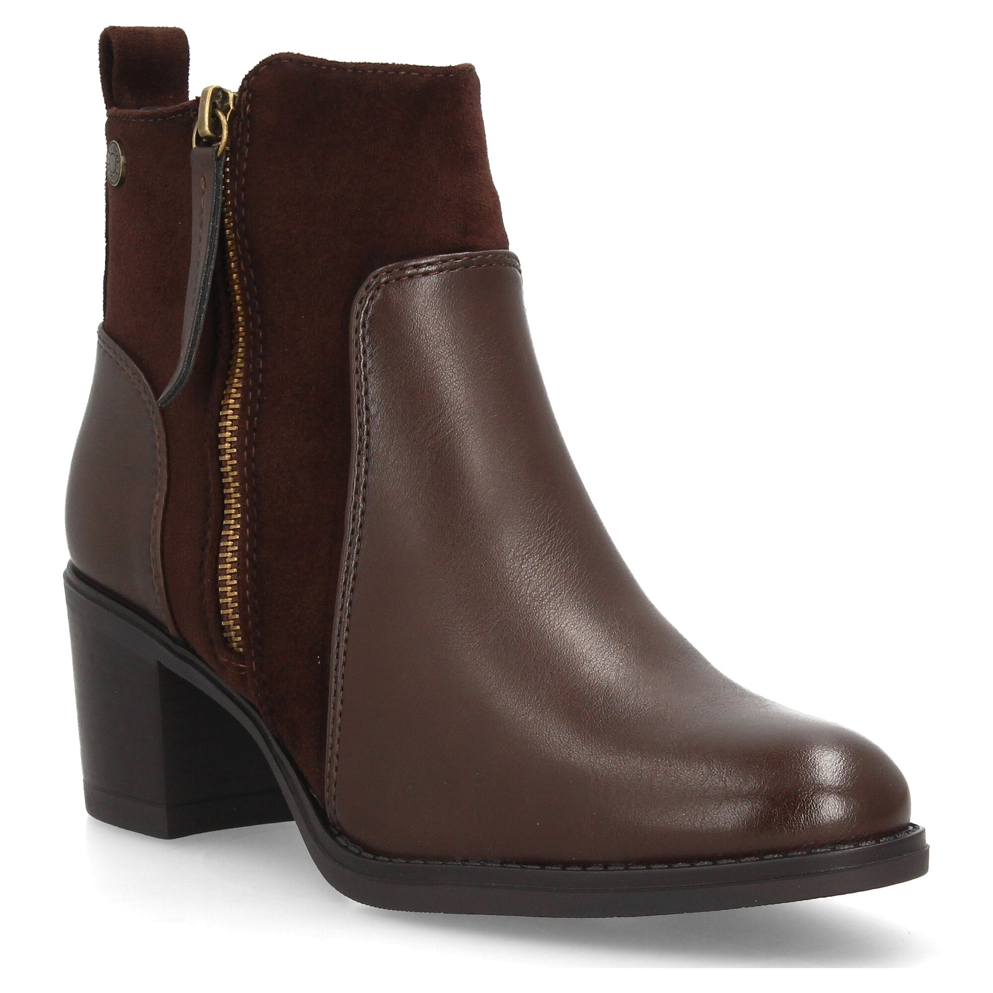 Botines mujer combinados con distintas texturas y cremallera lateral