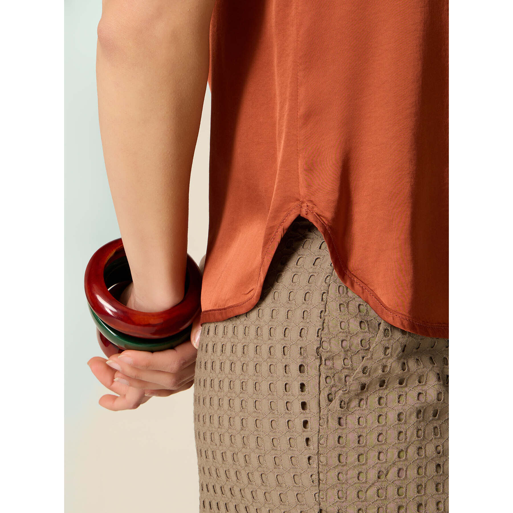 Oltre - Blusa in raso di viscosa - Marrone