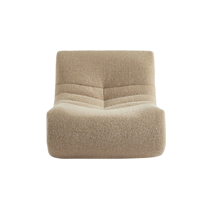 Chauffeuse tissu effet alpaca 2 places. beige. style contemporain. L 91 x P 105 x H 72cm
