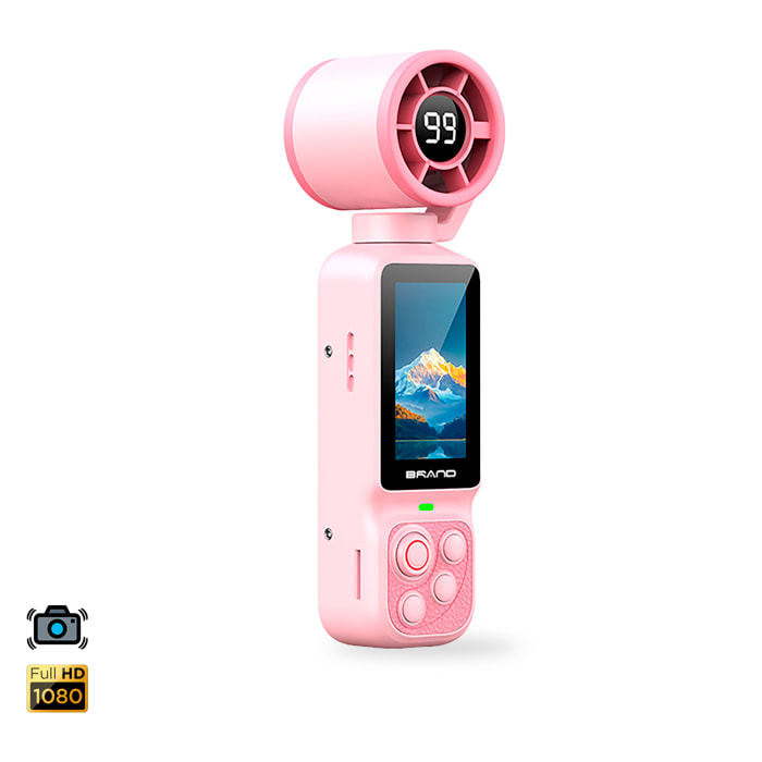 Cámara deportiva LK-035 de 48MPX con giro 180° y ventilador incorporado. Pantalla HD 1,97” ideal para fotos y vídeo FHD, con grabación en ciclo. Incluye lanyard para muñeca.