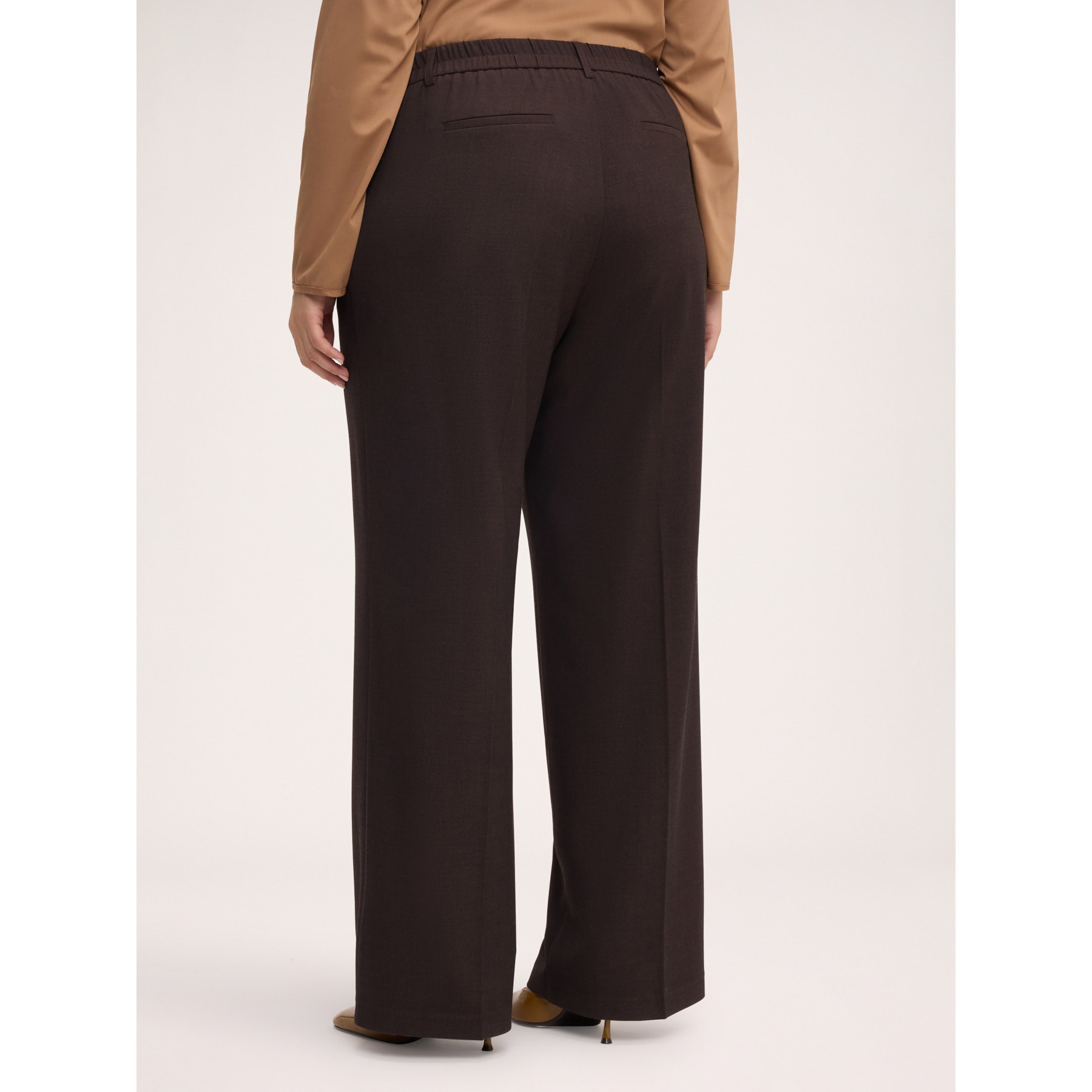 Fiorella Rubino - Pantaloni Wide Leg piega stirata - Marrone