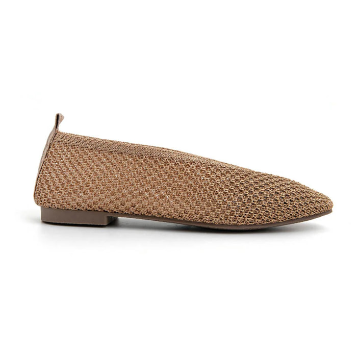 Ballerina square-toe in tessuto intagliato - CHAMPAGNE