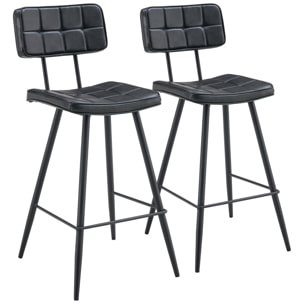 Lot de 2 tabourets de bar en simili noir FERNAND