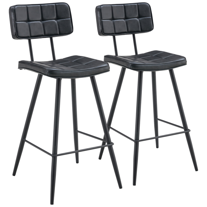 Lot de 2 tabourets de bar en simili noir FERNAND
