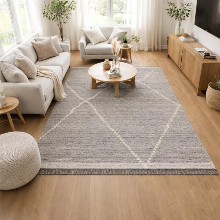 Tapis salon et chambre tissé motif faux uni KIKI