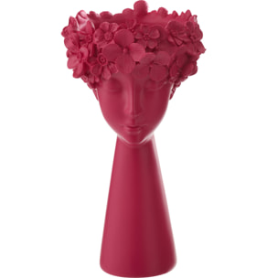 J-Line Cache-Pot Tête - polyrésine - fuchsia - large